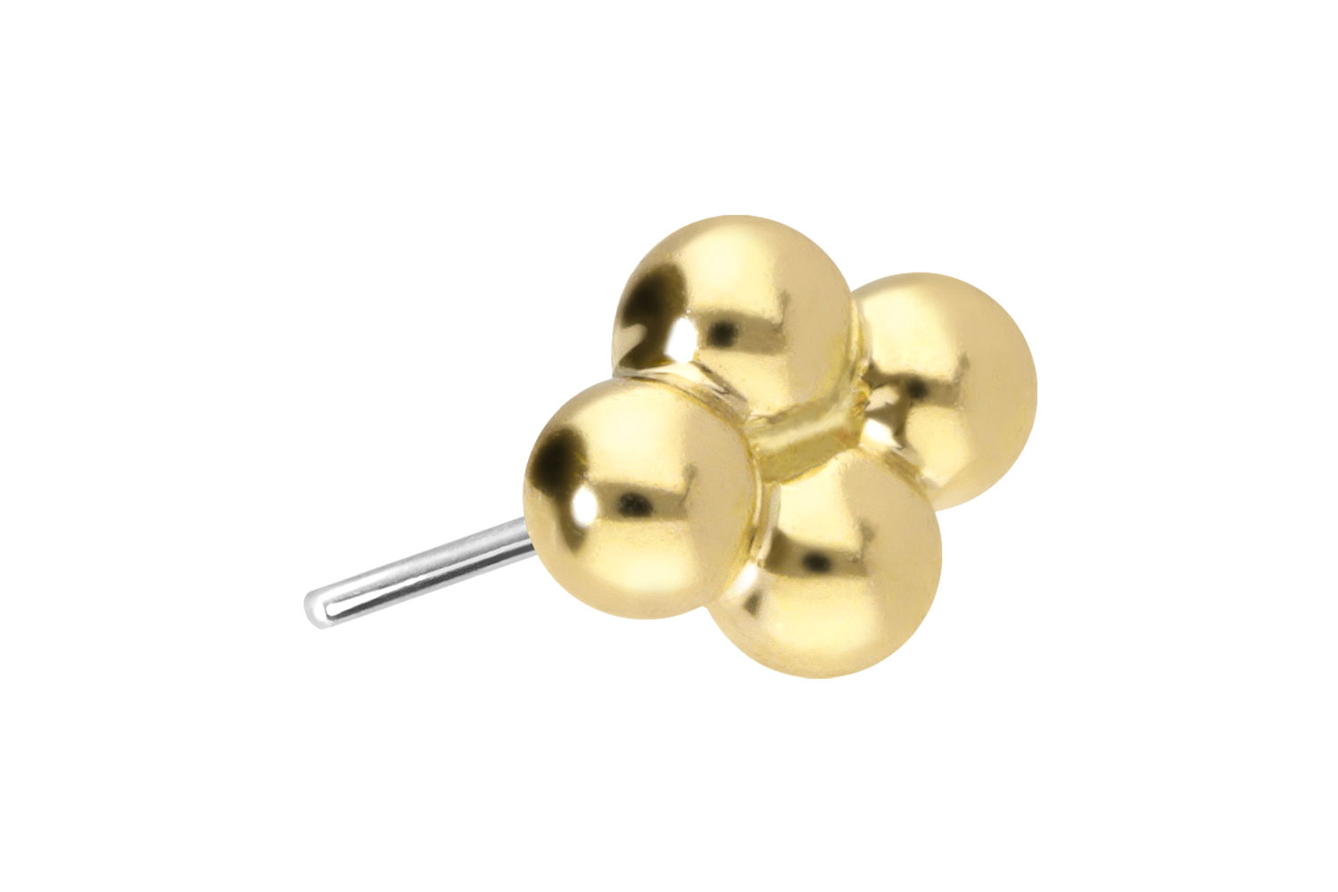 14 Karat Gold Aufsatz mit Titan Push Pin 4 KUGELN von Piercingline
